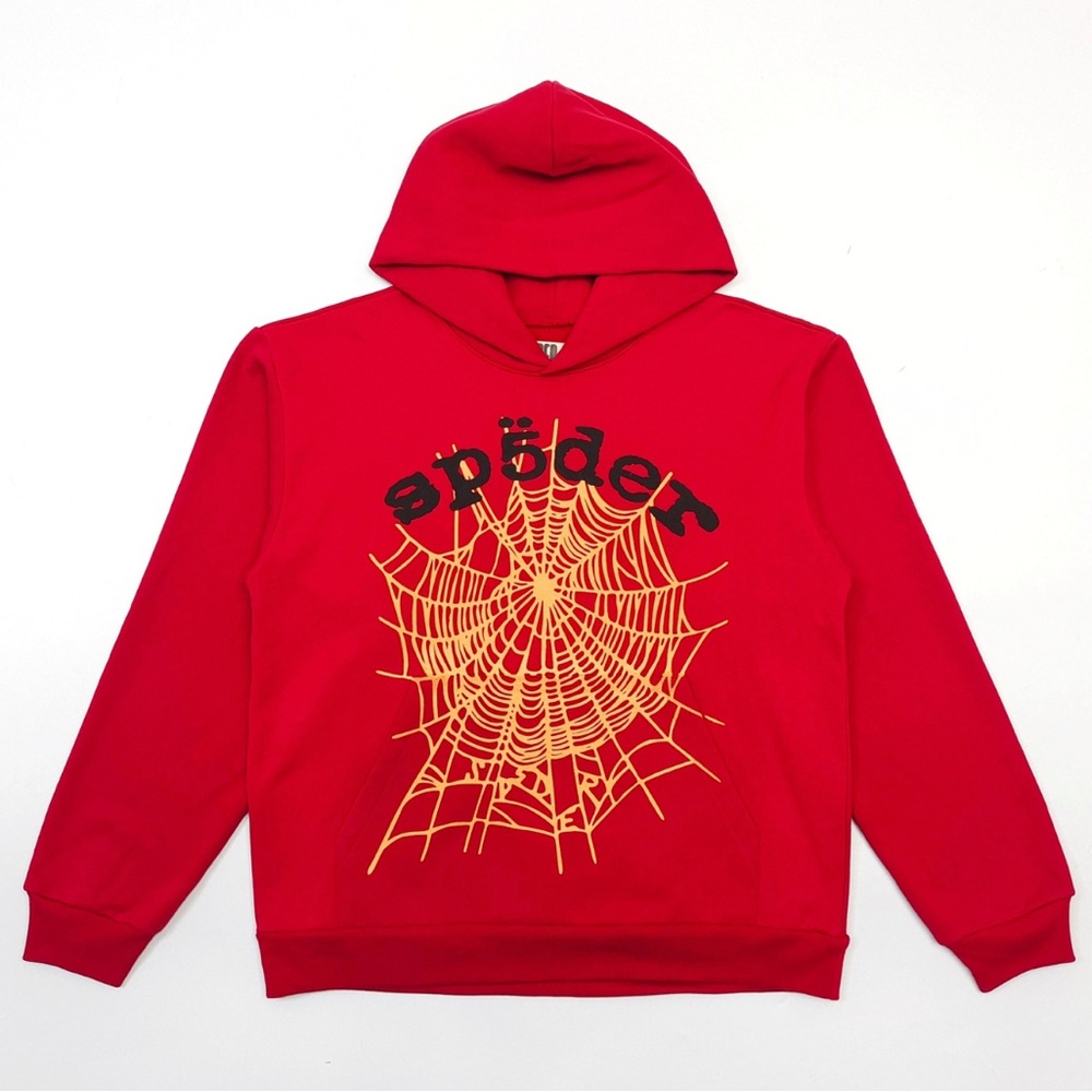 Vibrant Red Spider Web Sweatshirt Hoodie
